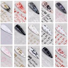 10-Piece Gothic Nail Art Transfer Foil Set – Multi-Colored Designs Featuring Handwritten English Text, Skulls, And Butterflies; Y2K Punk Style DIY Nail Decorations And Salon Supplies - Multicolor - View 11