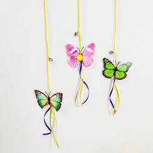 2pcs/4pcs/6pcs Random Style Hanging Cat Toys (Multi-Color Butterfly Design) With Retractable Spring Rope, Artificial Feathers, Tear-Resistant, Stimulate Hunting Instinct, Durable Material, Multiple Designs - Multicolor - View 3