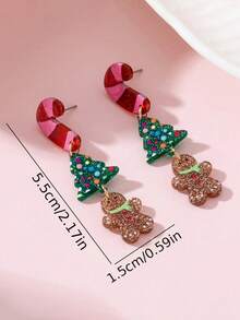 European And American Christmas Sparkling Scepter Christmas Tree Cute Snowman Design Fashion Dangle Earrings, Perfect Gift For Holiday Parties - Multicolor - View 5