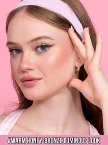 MISSLYN 2Pcs Golden Glow Makeup Set, Glow For It! Strobing Powder + Cutie Pie Trio Bronzing Blush, Silky-Smooth Champagne Gold Highlighter, Blendable Matte Blush, Long-Lasting, Vegan & Cruelty-Free, Gift For Women & Girls - #2+#4F - View 2