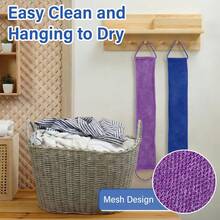 Frosted Bath Towel, Dual-Sided Design For Gentle/Coarse Exfoliation, Effective Body Scrubbing, Shower Back Brush, Premium Mesh Material, Convenient Tie Design, Loofah Bath Towel, Body Sponge, Makes Skin Smooth, Suitable For Daily Use, Perfect Holiday And Christmas Gift For Family And Friends - Multicolor - View 12