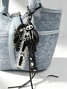 1pc Dark Gothic Ghost Keychain Skull Bat Funny Bag Charm Halloween Accessory Hanging Chain Bag Pendant, For Women Shoulder Bag, Tote Bag Charm, Keychain Pendant - Multicolor - View 4
