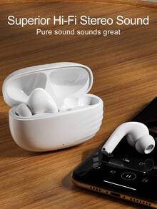 TWS Earbuds Wireless Bluetooth Earphones White Design Built-In Microphone Clear Calls Comfortable Stem Design Compatible With All Phone Devices Suitable For Fitness Running Daily Use - Multicolor - View 5