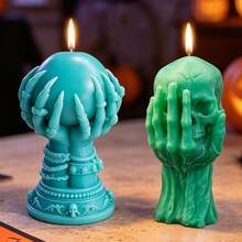2pcs Halloween Silicone Candle Mold Magic Ball Skull Shape Candle Mold Plaster Aromatherapy Mold - White - View 6
