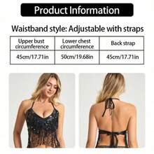 Shiny Sleeveless Cropped Top, Suitable For Halloween, Belly Dance, Stage Performance, Party - Multicolor - View 7