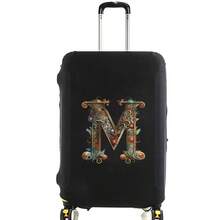 Elastic Luggage Cover, Vintage Glamorous Letter Print Luggage Protective Cover, Stretchable Dustproof Scratch-Resistant Reusable Travel Cover, Suitable For 18-32 Inch Luggage - Black - View 24