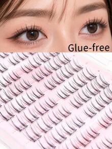 10-Row Glue-Free Segmented False Eyelashes, Natural Eye-Enhancing Effect, Neat Hair Flow, Natural Layering, Lightweight Makeup Look, Golden C Curl, 9-14mm Length - C - View 1