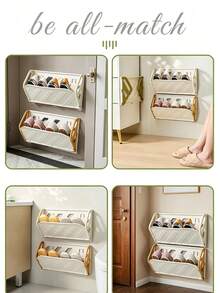 1 Colorful Wall-Mounted Shoe Storage Box, Foldable Multifunctional Storage Shelf (No-Drill), Easy To Install And Space-Saving For Entryways, Hallways, And Closets; Compact Shoe Storage Suitable For Homes, Living Rooms, And Bedrooms; Holiday Gift. - Multicolor - View 3