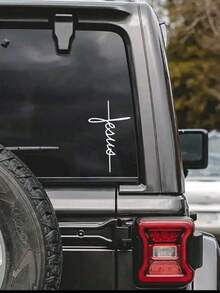 1pc Jesus Cross Sticker, PVC Removable Sticker, God Cross Sticker, Suitable For Decorating Car Windows, Car Bumpers, Laptops, Room Decoration, Wall Decal - A - View 2