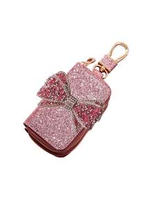 Bow Car Key Case, Key Wallet, Auto Key Protector, Built-In Chain, Protects Car Keys, Can Be Hung On Waist Or Bag, Ideal For Daily Commute And Travel, Suitable For Car Enthusiasts, Can Be Used As Car Key Cover, Remote Control Protector, Fashionable Key Chain, Earphone Bag, Coin Purse, Gift For Women, Lovers, Family, Friends, Birthday Gift, Holiday Gift, Party Gift, Travel Gift - Multicolor - View 12