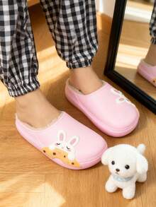 HAHABOBO Sandal Anak-Anak Baru Berwarna Pink dengan Lapisan Bulu Halus, Motif Kelinci Lucu, Hangat untuk Musim Gugur/Musim Dingin, Dapat Digunakan di Dalam/Luar Ruangan, Ringan dan Modis, Unisex, Cocok untuk di Rumah dan Sekolah, Hadiah Natal - Berwarna merah muda - View 3