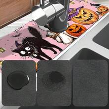 1 buah Keset Keran Halloween, Keset Penyerap Keran Wastafel Motif , Keset Drainase, Cocok Untuk Dapur, Wastafel Kamar Mandi, Meja Dapur, Keset Drainase, Bahan Tanah Diatom, Dapat Dipotong, Keset Cepat Kering - MultiWarna - View 10