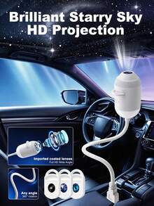 2-In-1 Car USB Starry Galaxy Light, High Definition 360° Rotating Starry Light, Adjustable Brightness Touch Night Light, Romantic Decorative Light, Suitable For Car Interior, Home, Bedroom Ceiling And Wall - A - View 4