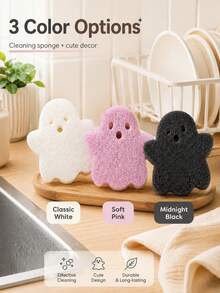 6pcs Halloween Ghost Kitchen Sponges, 3-Layer Double-Sided Multicolor Cleaning Brushes, Multi-Functional Dish Cloths For Sink, Stove, Plates, Pots, Kitchen Cleaning Tools, Easy Cleaning, Perfect Gift For Back To School And Graduation - One Size - View 7