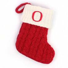 1pc Christmas Knitted Sock, Personalized Embroidered Letter Snowflake Red Cable Knit Christmas Stocking With Hanging Loop, Holiday Fireplace Decoration Gift Bag - Christmas Stocking - View 24