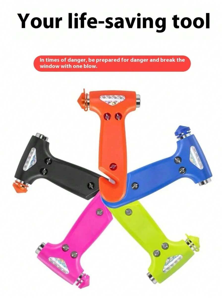 Car Safety Hammer With Seatbelt Cutter, 2-In-1 Emergency Escape Tool, Window Breaker, Durable Solid Steel Life-Saving Hammer - A - View 1