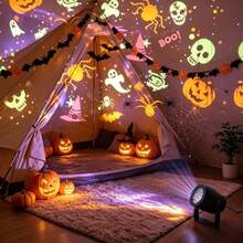 Halloween Projection Light - 16 Color Pattern Atmosphere Light. USB Plug And Play. 16 Projection Modes. Adjustable Angle. Freely Placeable. Suitable For Bedroom Bedside, Living Room, Bar, Cafe And Holiday Party Decoration Light - Multicolor - View 9