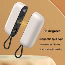[2pcs/Set] Penghangat Tangan Musim Dingin Isi Ulang USB Magnetik yang Dapat Dilepas, Mini Portabel yang Dapat Dipisahkan, Tampilan Level Baterai, 3 Tingkat yang Dapat Diatur, Tali Pengikat Juga Berfungsi Sebagai Kabel Pengisi Daya untuk Perjalanan yang Nyaman, Masing-masing Dengan Baterai Isi Ulang 3000mAh Terintegrasi [Langkah Pengisian Daya Dapat Dilihat pada Gambar Pratinjau] - 2 bungkus - View 6