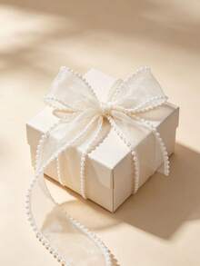 1PC/3PCS/5PCS Pearl Edge Mesh Ribbon, Exquisite Locked Edge Tulle Ribbon, Multiple Colors Available, Floral Bouquet Packaging, Gift Box Bow DIY Handmade Accessories, Atmospheric Decorative Ribbon - Transparent - View 2