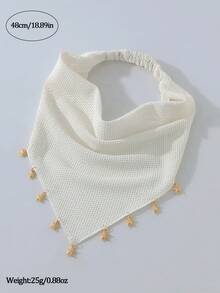 1件原創花卉圖案女款刺繡邊緣海星裝飾頭巾髮帶，適合日常與度假使用 - 白色 - 查看 4