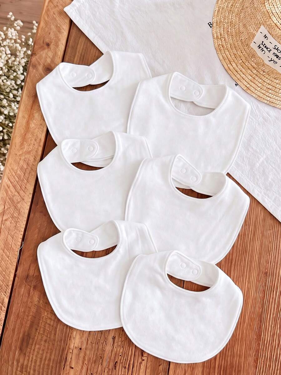 momscare 6pcs Baby Solid Color Fabric Bib - White - View 1