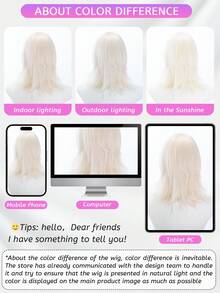 alicegarden 16-Inch Long Synthetic Wig Featuring A Natural Curly Hair Look A A Stunning Champagne. Designed With Bangs , This False Hairpiece Is Perfect For Ms Daily Party Cosplay Use, Offering A Natural And Natural Durable Wig Gift For Ladies. - Champagne - View 11