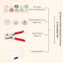 1 Set Metal Snap Button Punch Pliers Kit, Includes 100pcs Colorful Metal Eyelets Drilling Tools, Suitable For DIY Leather Clothing. Five-Claw Snap Button Set, Snap Button Tool, No-Punching Multi-Function Button Pliers, Invisible Button, Home Use No-Punching - Drilling Tools - View 6
