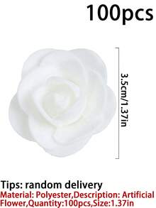 18/50/100/200入 白色人造泡沫玫瑰花頭，迷你泡沫玫瑰花頭，大包裝，適用於DIY手工、婚禮花束、嬰兒洗禮中心裝飾、派對桌面裝飾、居家裝飾 - 白色 - 查看 7