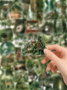 Kids 50Pcs Green Forest Theme Stickers Waterproof Vinyl Decals For Scrapbook Water Bottle Laptop DIY Craft Decor - Multicolor - View 4