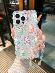 Christmas Painted Twisted Wave Edge Transparent Phone Case With Attached Bracelet, Printed Anti-Drop Fashion Cute Design, Suitable For IPhone 17/17 Pro/17 Pro Max/16/16 Pro/16 Pro Max/16 Plus/14/15, 10 Cases, New Anti-Drop P14 Thickened P13 Soft Shell P12 Full Coverage P11 Creative Phone Case - Multicolor - View 7