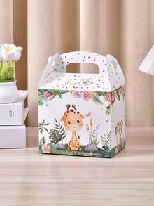 12/8/1pc Jungle Animal Theme Birthday Party Gift Boxes, Monkey, Lion, Hippo, Giraffe, Zebra, Elephant Print Paper Bags, Birthday Party Return Gifts Favor Boxes - Multiple Styles - View 6