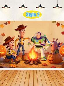 Disney Toy Story Halloween Wall Decor, 4 Autumn Turkey Pumpkin Patterns, Party Photo Backdrop, Festival-Themed Scene Decoration Tapestry - Multicolor - View 15