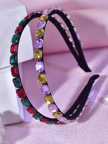 Bando Dua Lapis Berhiaskan Rhinestone Elegan untuk Wanita, Aksesori Rambut yang Cocok untuk Pesta Pernikahan, Perayaan, Fotografi, dan Liburan. - MultiWarna - View 6