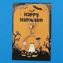 3pcs/6pcs Mixed Halloween Enamel Keychain Charms, Ghost Pumpkin Black Cat Pendant, Happy Halloween Greeting Card, Lobster Clasp Holiday Gift - Multicolor - View 4
