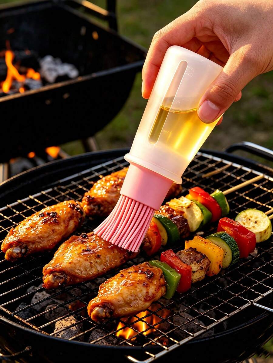 1pc Silicone Oil Brush, For Air Fryer, Grill,Refillable Heat Resistant Cooking Oil Dispenser (Slight Color Difference Due To Lighting During Photography) - Multicolor - View 1