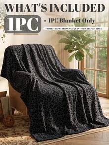 1pc Black Leopard Print Sofa Throw Blanket, Knee Blanket, Fleece Blanket For Air-Conditioned Room, Soft Comfortable Breathable Warm, Home Decor, Suitable For Living Room, Bedroom, Home, Dorm, All Seasons, Machine Washable, Autumn/Winter Decoration - Multicolor - View 3