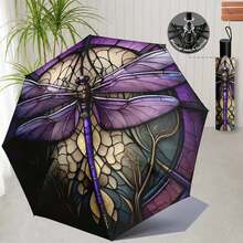 New Animal Print Pattern Umbrella, Peacock, Dragonfly, Dog, Butterfly Print Pattern Sun And Rain Umbrella, Outdoor Travel Sunshade Umbrella, Dual-Use Lightweight And Portable, Gift For Nature And Animal Lovers, Gift Umbrella, Decorative Umbrella. - Black - View 10