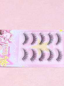 5 Pairs Of Natural Short And Thin False Eyelashes, Light And Soft Fluffy Half Eyelashes, Invisible Comfortable Belt Style Eyelashes, Natural And Beautiful Eye Enhancement Eyelashes, Suitable For Beginners' Reusable Daily Eyelashes - Black - View 3