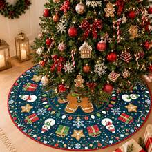 1 buah Alas Pohon Natal Motif Manusia Kue Jahe Kartun Biru Tua, Dekorasi Liburan Warna Elegan, 5 Ukuran, Hadiah Liburan Unisex, Cocok Untuk Dekorasi Natal di Rumah dan Pesta - Manusia Kue Jahe Kartun Biru Tua - View 8