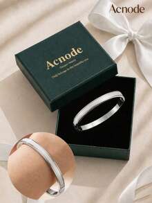 1pc Gift Box Stainless Steel Plated 18K Gold Bracelet Warm Texture Commemorative Day Gift For Girlfriend Exquisite Jewelry - Multicolor - View 8