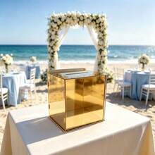 Mirrored Wedding Card Box With Slot, Suitable For Wedding Reception, Birthday Party, Graduation Ceremony, Storing Blessing Cards, Gift Envelopes, Indoor And Outdoor Use, High-Quality Texture Wedding Table Decor, Versatile Mori Style French Wedding Card Box - A - View 10