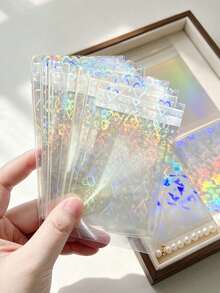 150/50/20/10pcs Anti-Oxidation Jewelry Bags, Disposable OPP Bags, Transparent Jewelry Display Bags, Laser Holographic Jewelry Bags, Suitable For Earrings, Rings And Star Cards - Multicolor - View 10