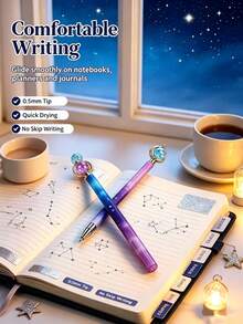 8/4/2/1pc Starry Sky Earth Ballpoint Pen,Write Like The Stars With These Sparkling Starry Glass Planet Gel Pens(Random Color) - Multicolor - View 2