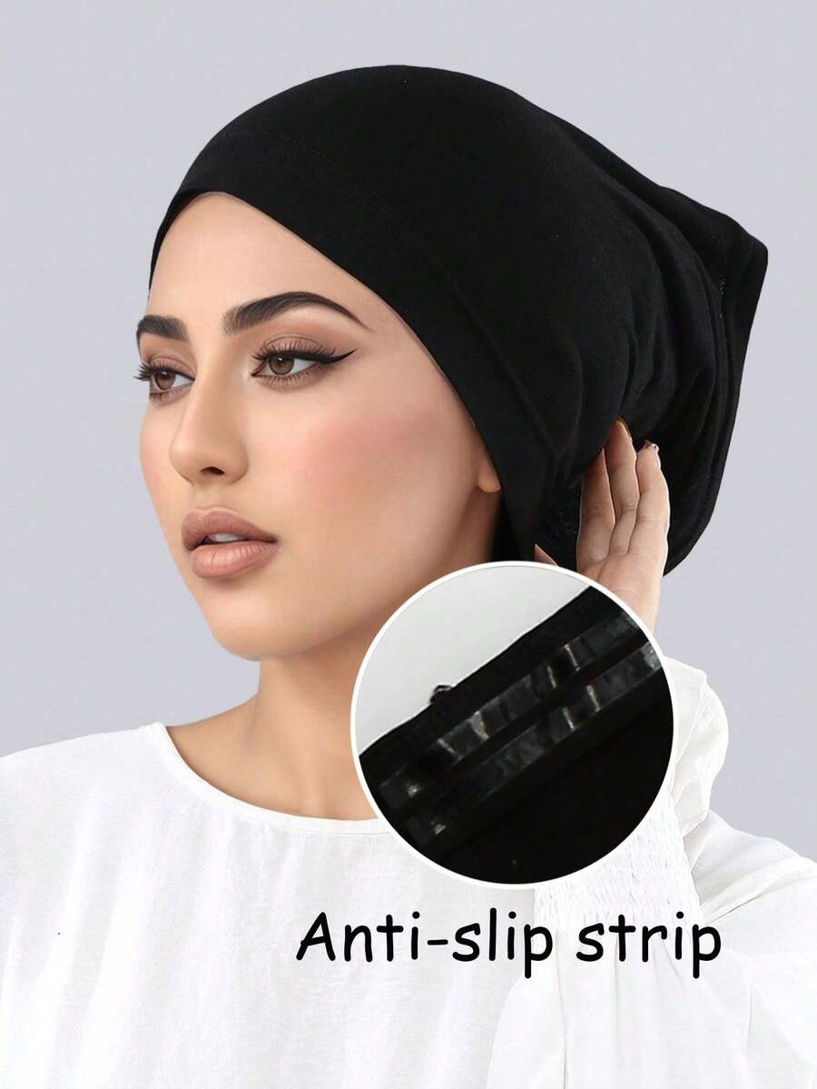 1pc Women's Solid Color Non-Slip Beanie, Comfortable Skin-Friendly Undercap, Breathable Headscarf, Headscarf Lining Cap, Suitable For Daily Wear, Holiday, Travel Essential