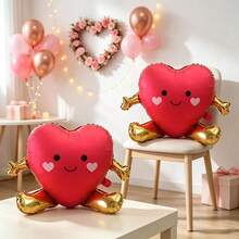 2pcs Hugging Heart Foil Balloons, Suitable For Birthday Party Decoration, Theme Party Arrangement, Valentine's Day Decoration, Wedding Arrangement, Photo Props, Anniversary - Red Hug Heart - View 4