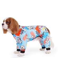 1pc Dog , Cute Style, Soft, Comfortable, Breathable, Anti-Shedding Pet Clothing, Breathable High Elasticity Full Coverage Pet , All-Over Print Design, Dog Pajamas, Pet Loungewear, Suitable For Large, Medium And Small Dogs, All Seasons - Blue - View 11