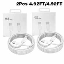 PD 60W Dual USB-C Fast Charging Cable, Compatible With IPhone 16/15 PRO Max/15 Plus And POCO Type-C To Type-C Fast Charging, Braided Data Cable, With Packaging Box, 1pc/2pcs, Halloween Gifts, Christmas Gifts - Light Grey - View 16
