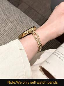 1件女款金色優雅水鑽U型手鍊細鏈條錶帶，適用於Redmi Watch 3 Active/ Watch 4/ Watch 5Active/5Lite/Watch 6Active/6lite/6 - 金色[小D] - 查看 3