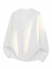 1pc White Textured Long Sleeve V-Neck Men's T-Shirt, Soft Knit Fabric Pullover Top, Casual Vacation Style, Machine Washable, Suitable For Island, Beach, Travel And Outings - White - View 8