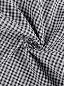 Plus Size Women's Casual Plaid Shorts, Drawstring Waist Loose Fit Pants, Basic Everyday Bottoms - Grey - View 6